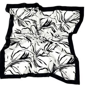 Abstract Botanical Scarf Black White Line Art Minimal Modern Chic Square 29"